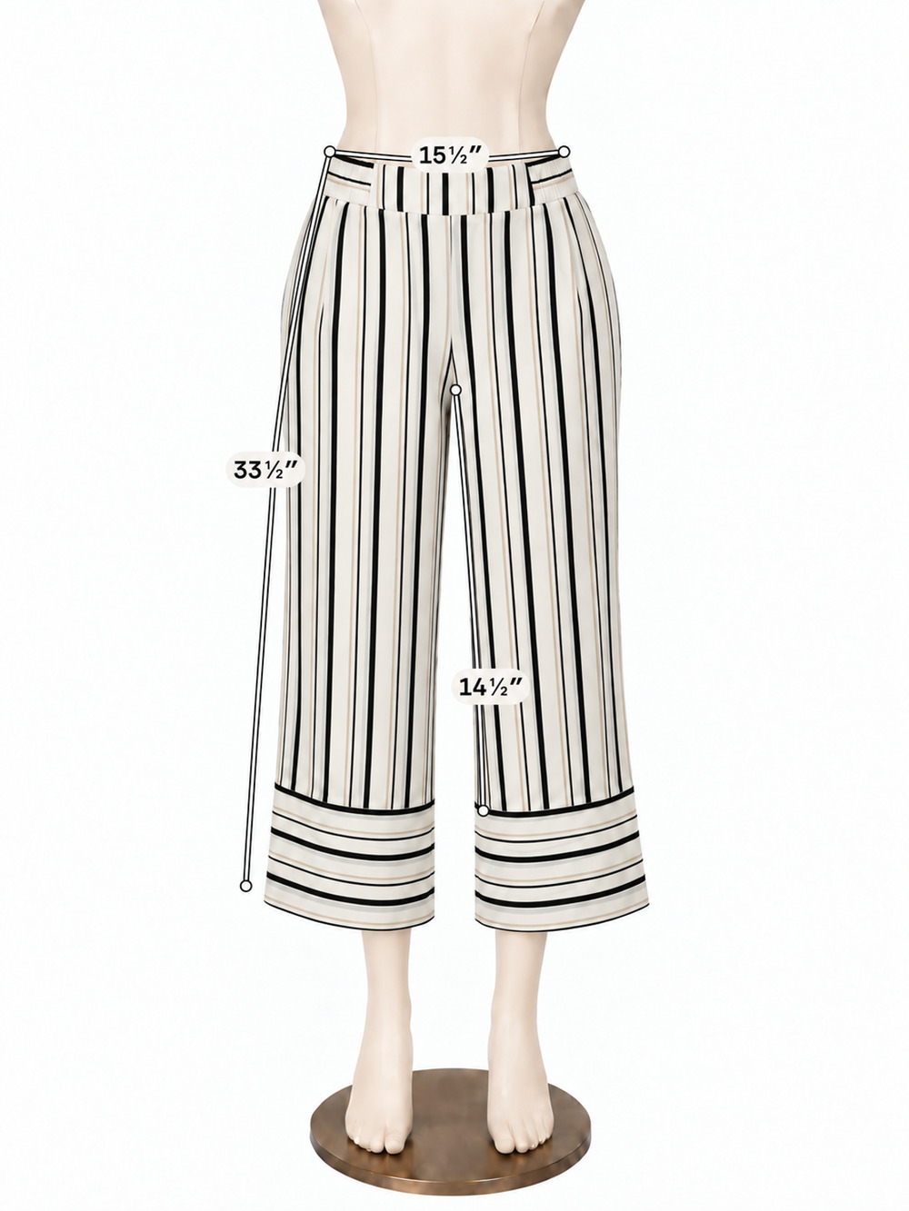 EST. 1946 Striped Wide Leg Cropped Pants Culottes Size Large NWT